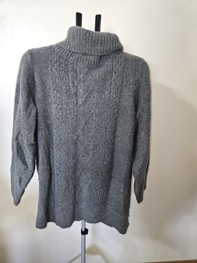 croft & barrow Gray Cable Knit Turtleneck Tunic Sweater 2x